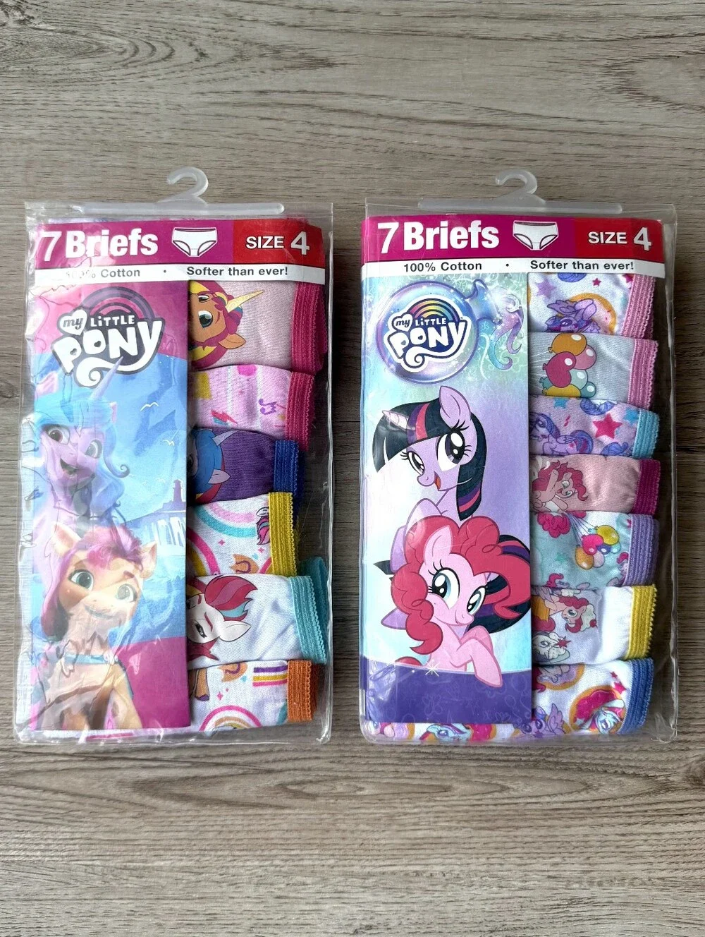 NEW My Little Pony Girls 7-Pack Briefs Size 4 Ages 3-4 100% Cotton Underwear Lot